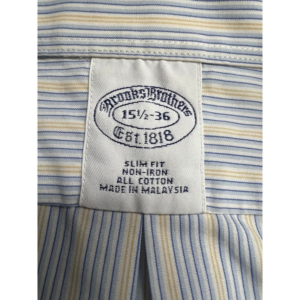 Lot of 2-Brooks Brothers Slim Fit Non-Iron Dress Shirt Blue Cotton 15.5-36 - Picture 13 of 16